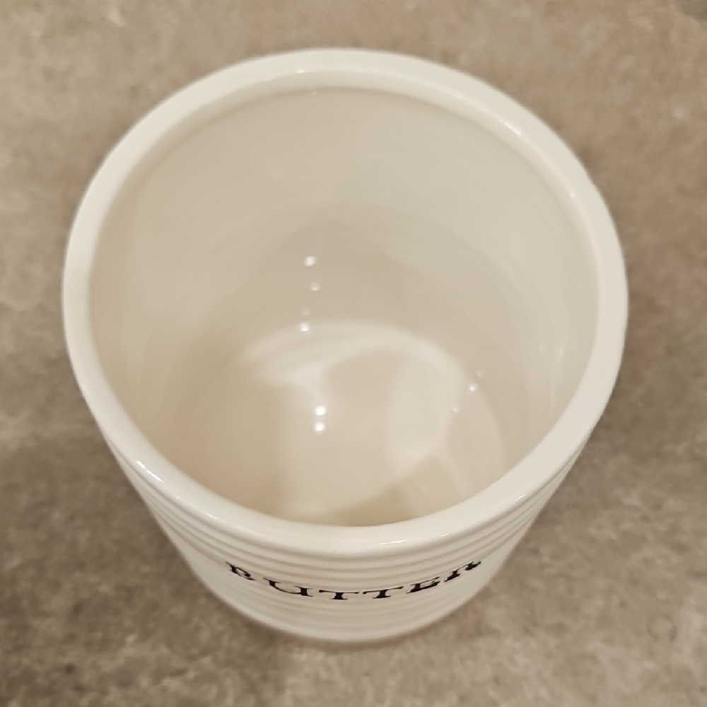 Ceramic Butter Dish with Lid - White and Tan - Picture 4 of 8